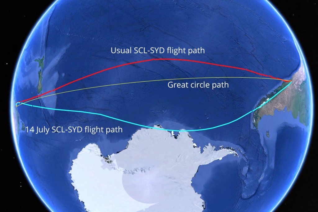 El QF28 de Qantas se abre camino hacia el sur sobre la Antártida